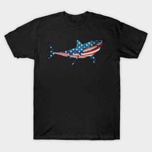 Patriotic Shark American Flag T-Shirt Gift For 4th Of July T-Shirt